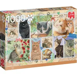 Puzzle Jumbo Colección de Sellos de Gatos de 1000 Piezas