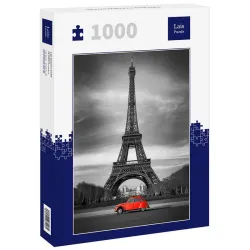 Lais Puzzle 1000 piezas Coche rojo junto a la Torre Eiffel, París