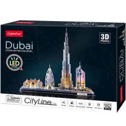 Puzzle 3D Cubicfun City Line Led Dubai de 182 piezas L523H