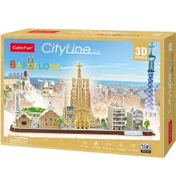 Puzzle 3D Cubicfun City Line Barcelona de 186 piezas MC256H