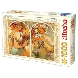 Puzzle DToys Díptico de frutas y flores , Mucha de 1000 piezas 70074