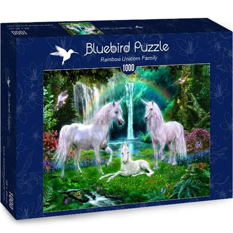 Bluebird Puzzle Familia de unicornios del arco iris de 1000 piezas 70193