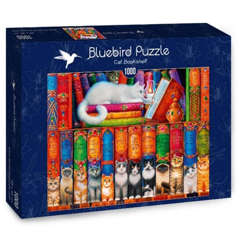 Bluebird Puzzle Estanteria con libros de gatos de 1000 piezas 70344-P
