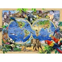 Puzzle de madera Mapa del Reino Animal 300 piezas Wooden City