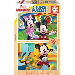 Educa super puzzle madera 2x16 piezas Mickey y Minnie 19287