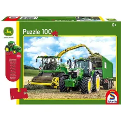Puzzle Schmidt Tractor John Deere 649M con cosechadora 8500i de 100 piezas 56315