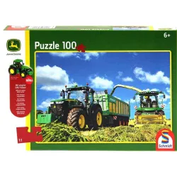 Puzzle Schmidt Tractor 7310R con cosechadora de forraje 8600i de 100 piezas 56044