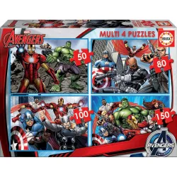 Educa multi puzzle progresivo 50-80-100-150 piezas Avengers 16331