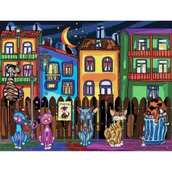 Puzzle Jacarou Noche de gatos callejeros de 1000 piezas