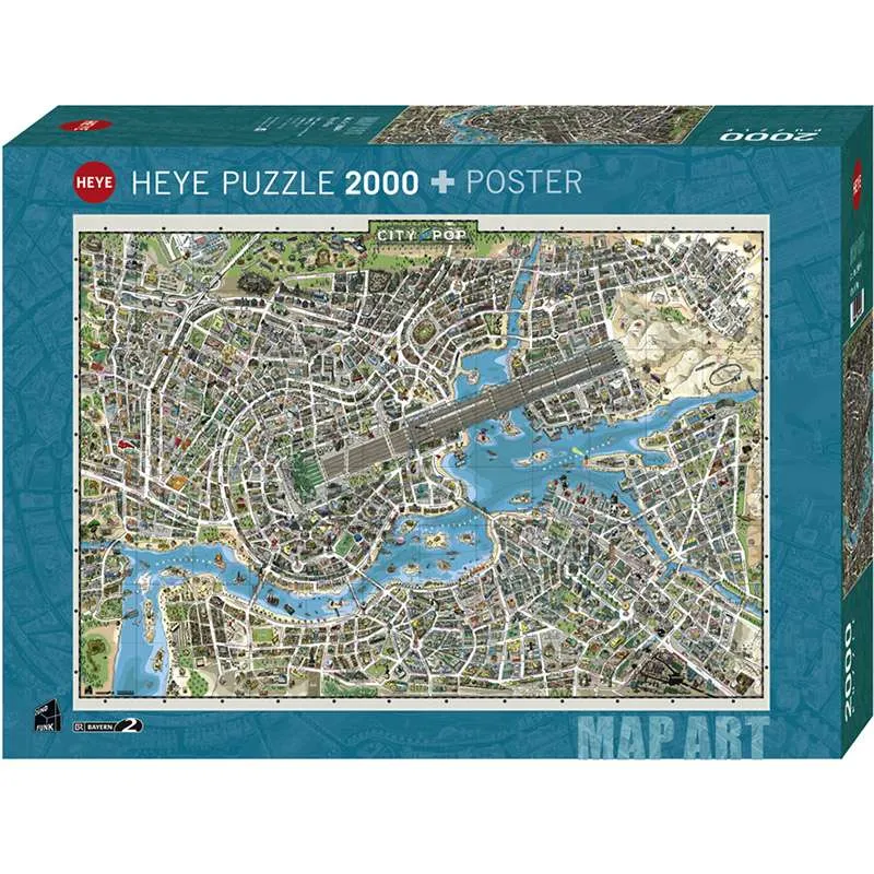 Puzzle Heye 2000 piezas Map Art Ciudad del Pop 29844