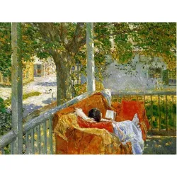 Puzzle madera SPuzzles 500 piezas Couch on the porch, Childe Hassam