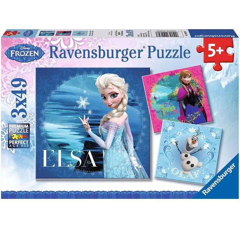 Puzzle Ravensburger Frozen. Elsa, Anna y Olaf 3x49 piezas 092697