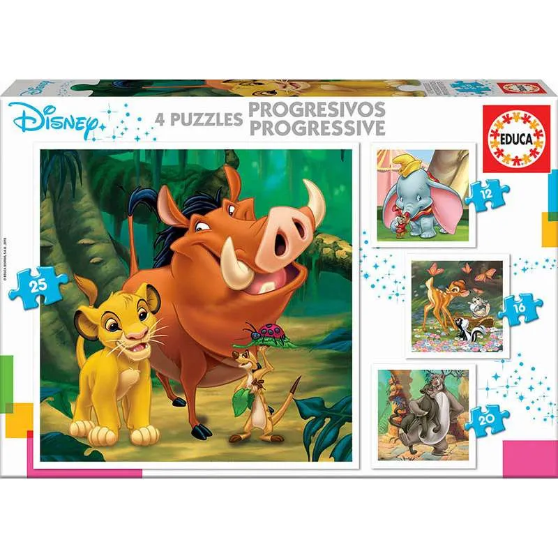 Educa multi puzzle progresivo 12-16-20-25 piezas Clásicos Disney 18104