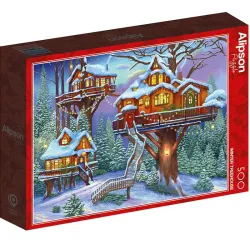 Puzzle Alipson Casa del árbol de invierno de 500 piezas