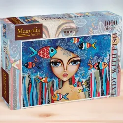 Puzzle Magnolia Dama con pez 1716 de 1000 piezas