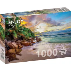 Puzzle Enjoy puzzle Playa de Seychelles al atardecer de 1000 piezas 2102
