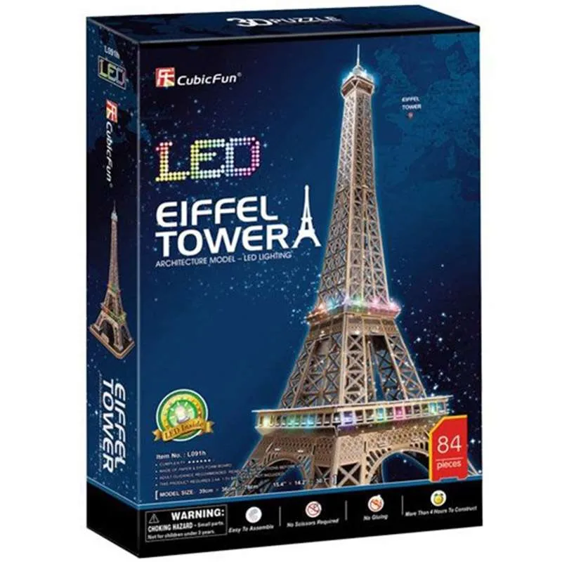 Puzzle 3D Cubicfun Torre Eiffel con LED de 84 piezas MN803152