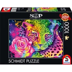 Puzzle Schmidt Leopardo arcoíris de neón de 1000 piezas 58514