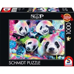 Puzzle Schmidt Pandas arcoiris neón de 1000 piezas 58516