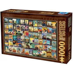 Puzzle DToys Collage vintage - Viajes de 1000 piezas 74621